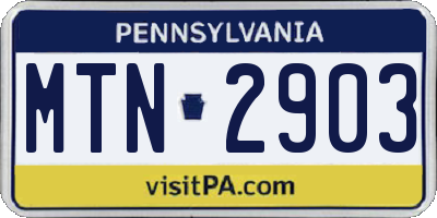 PA license plate MTN2903