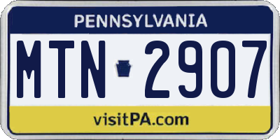 PA license plate MTN2907