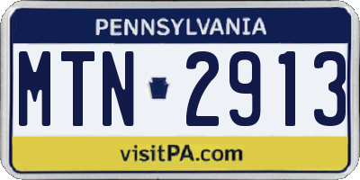 PA license plate MTN2913