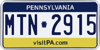 PA license plate MTN2915