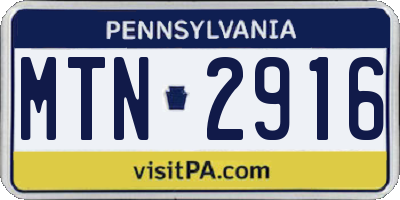 PA license plate MTN2916