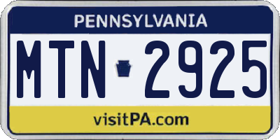 PA license plate MTN2925
