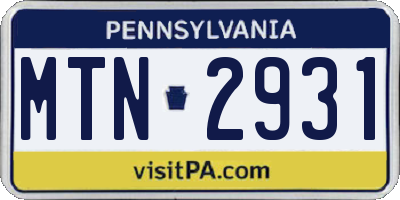 PA license plate MTN2931