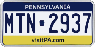 PA license plate MTN2937