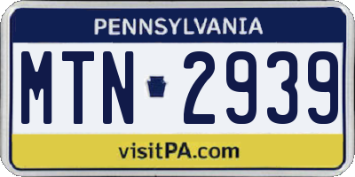 PA license plate MTN2939