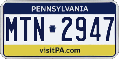 PA license plate MTN2947