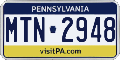 PA license plate MTN2948