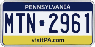 PA license plate MTN2961