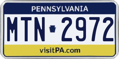 PA license plate MTN2972