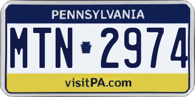 PA license plate MTN2974
