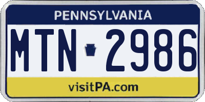 PA license plate MTN2986