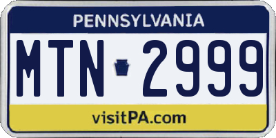 PA license plate MTN2999