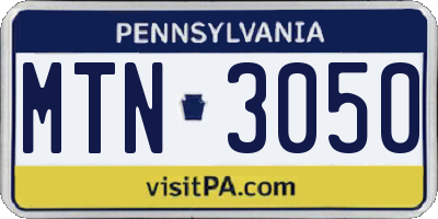 PA license plate MTN3050