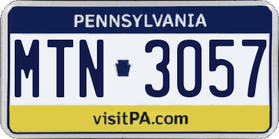 PA license plate MTN3057