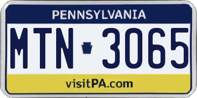 PA license plate MTN3065