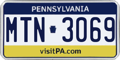 PA license plate MTN3069