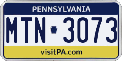 PA license plate MTN3073
