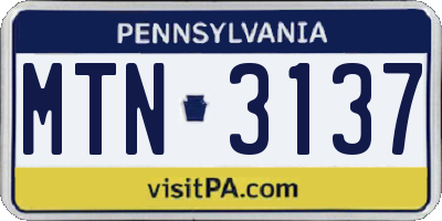 PA license plate MTN3137