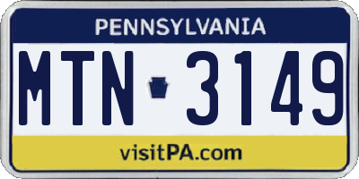 PA license plate MTN3149