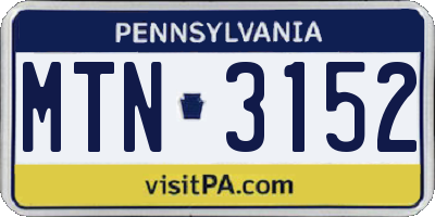 PA license plate MTN3152