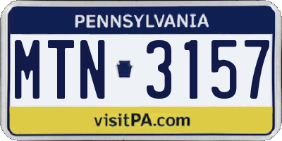 PA license plate MTN3157