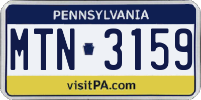PA license plate MTN3159