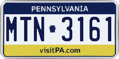 PA license plate MTN3161