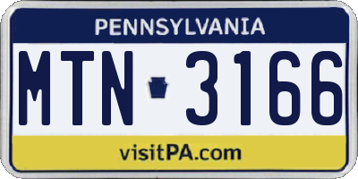 PA license plate MTN3166