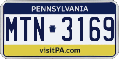 PA license plate MTN3169