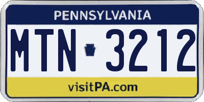 PA license plate MTN3212