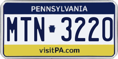 PA license plate MTN3220