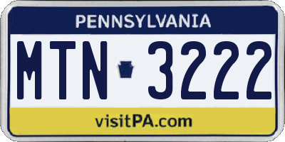 PA license plate MTN3222