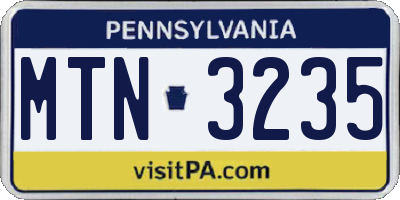 PA license plate MTN3235