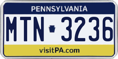 PA license plate MTN3236