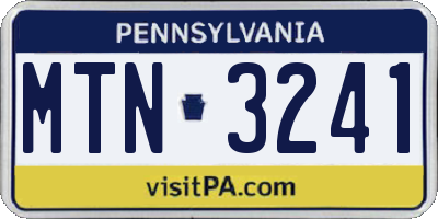 PA license plate MTN3241