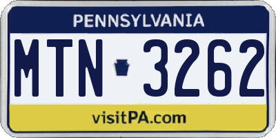 PA license plate MTN3262