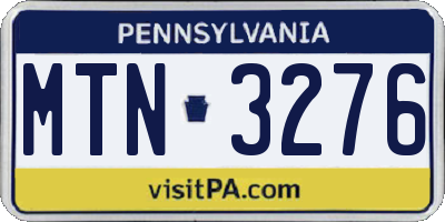PA license plate MTN3276