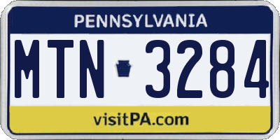 PA license plate MTN3284