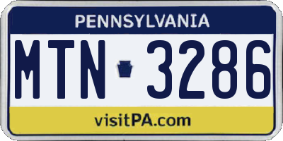 PA license plate MTN3286