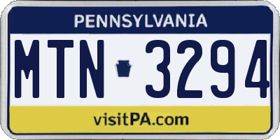 PA license plate MTN3294