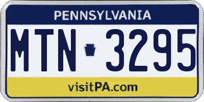 PA license plate MTN3295