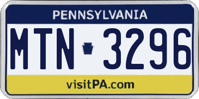 PA license plate MTN3296