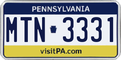PA license plate MTN3331