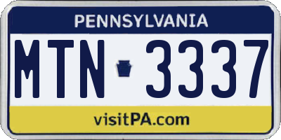 PA license plate MTN3337