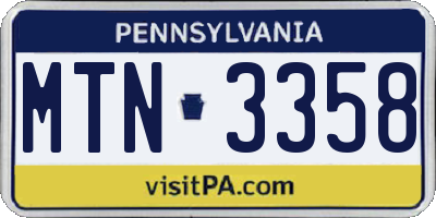 PA license plate MTN3358
