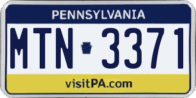 PA license plate MTN3371