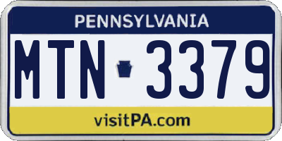 PA license plate MTN3379