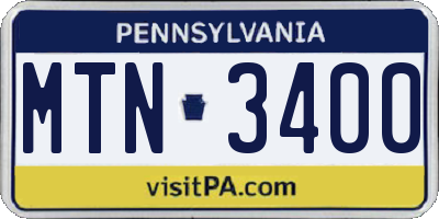 PA license plate MTN3400