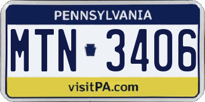 PA license plate MTN3406