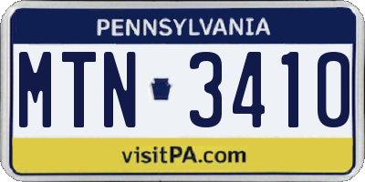 PA license plate MTN3410